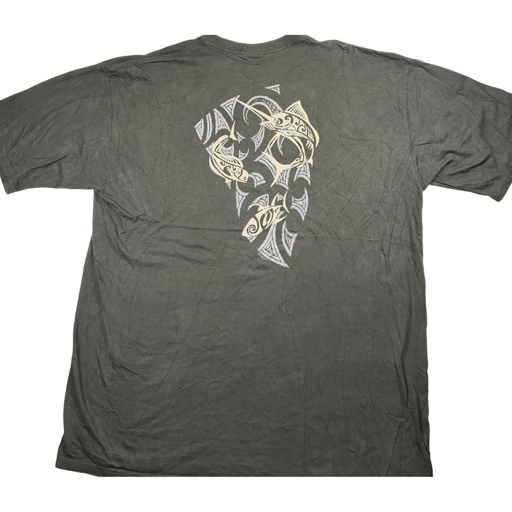 Crazy Shirts Hawaii Original Mens XXL Black Tribal Marlin Fish Graphic T-Shirt